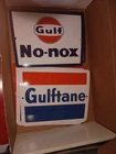 Vtg 1960s GULF Good Gulf Gasoline Porcelain Gas Pump Plate Sign Service Station