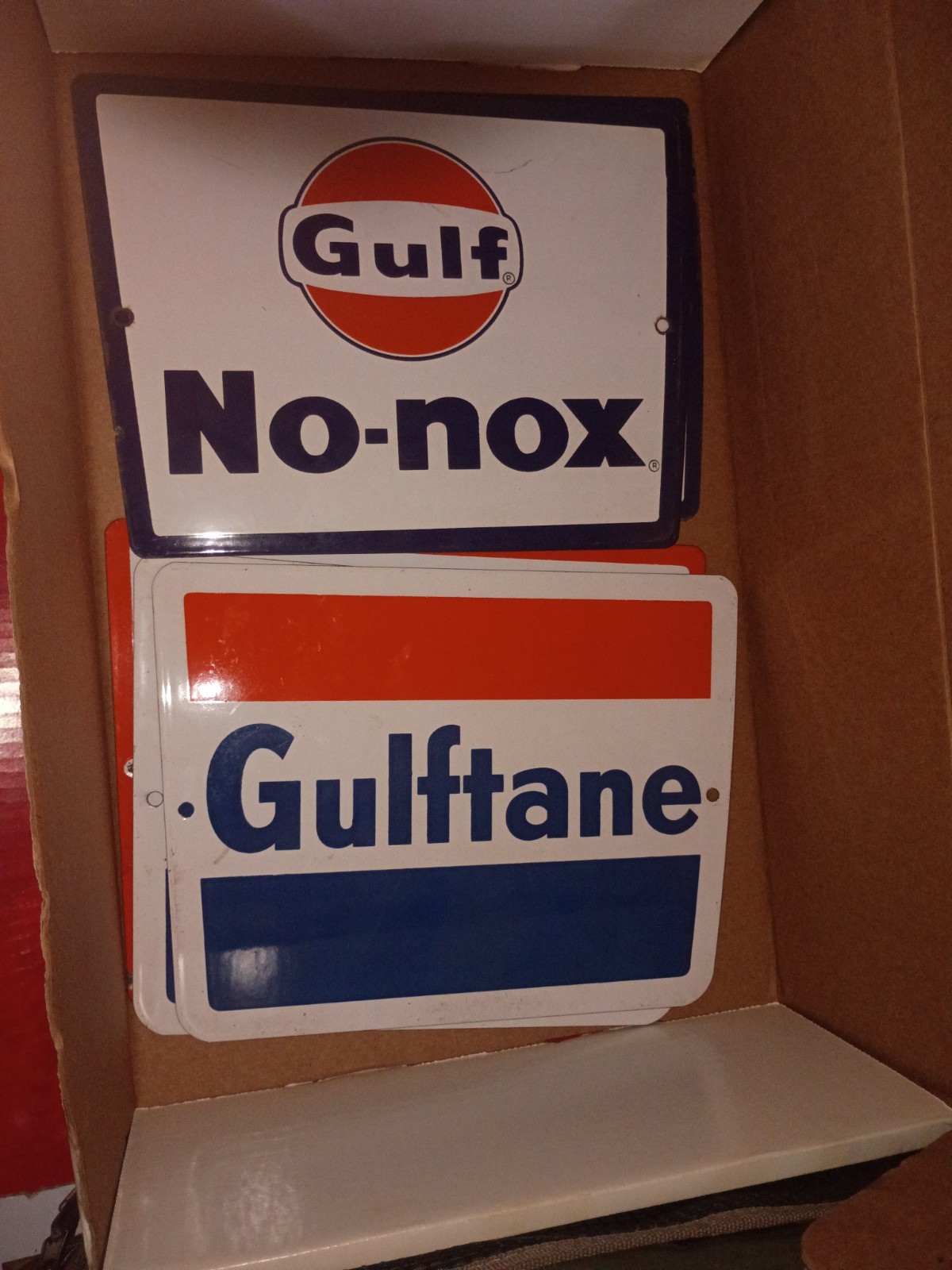 Vtg 1960s GULF Good Gulf Gasoline Porcelain Gas Pump Plate S