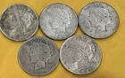 Lot 5 Peace Silver Dollars 1922 1922-S 1923 1923-S Circulated 90% Silver Coins