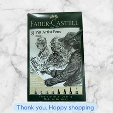 Faber Castell Pitt Artist Pens Black India Ink 8 Piece Set Assorted Sizes NEW