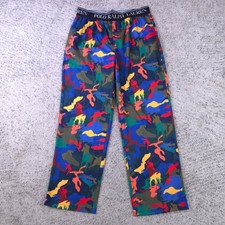 Polo Ralph Lauren Sleep Pants Boys Small Pajamas Camo Colorful Elastic Waist EUC