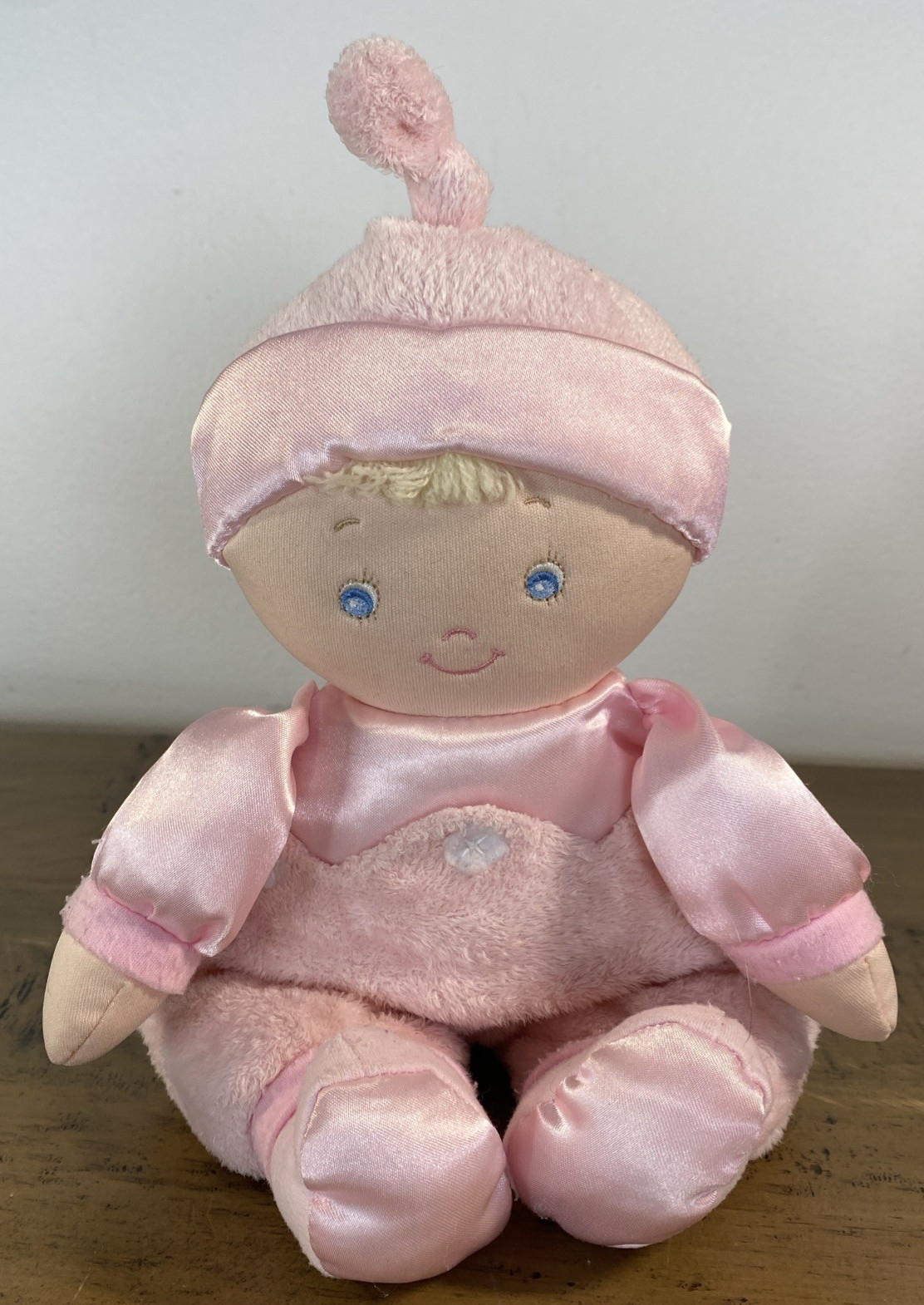 Baby Gund Satin Dolly 58061 Plush Pink Blonde Blue Eyes Doll