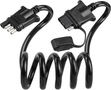 Oyviny 4 Way Flat Trailer Extension Coiled Cable 3 Feet Stretchable 18AWG Vehicl