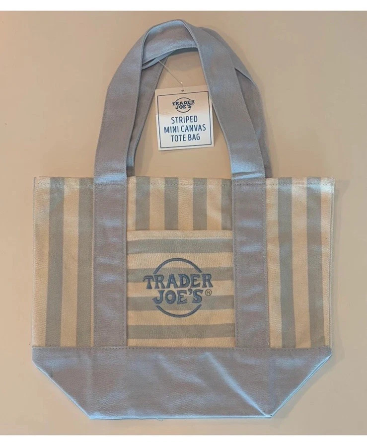 Trader Joe's Canvas Mini Tote Bag Striped Summer 2026 New W/Tags
