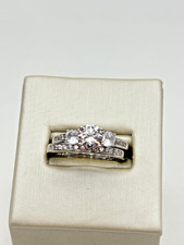 STERLING SILVER 925 WHITE ENGAGEMENT GEMSTONE 4.8mm BAND SIZE 8.5 RING 5.4g