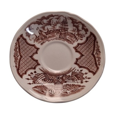 Vintage Alfred Meakin Fair Winds Brown Saucer - New York Pearl Harbor 1830