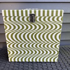 Platter-Pak 12 LP Record Storage Box Vintage Mod Green White Groovy Model 1260