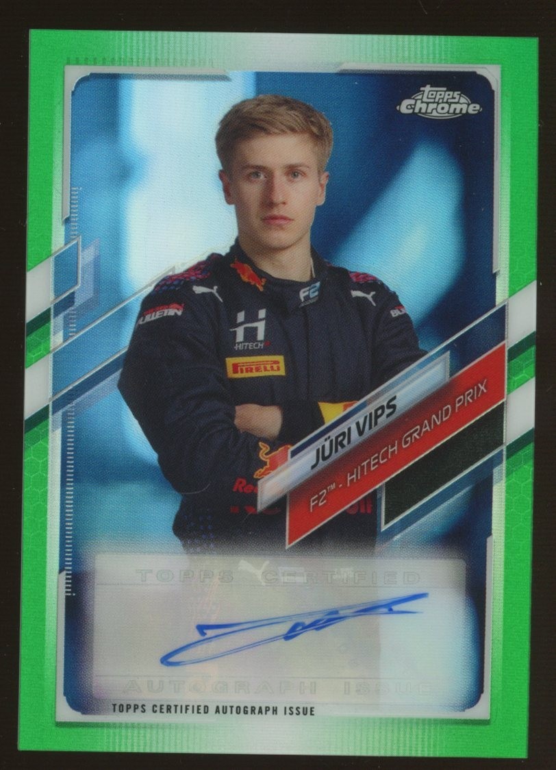 2021 Topps Chrome Formula 1 F1 Green Refractor Juri Vips AUTO 3/99