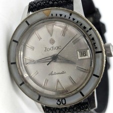 Zodiac Sea Wolf Automatico Vintage Subacqueo 20ATM Quadrante Argento Data Swiss Made