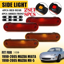 8PC Front Rear Marker Side Lights Amber Red Housing For 1990-05 Mazda Miata MX-5