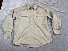 5.11 Tactical Series Shirt Mens Large Beige Long Sleeve Vented Button Up Hiking