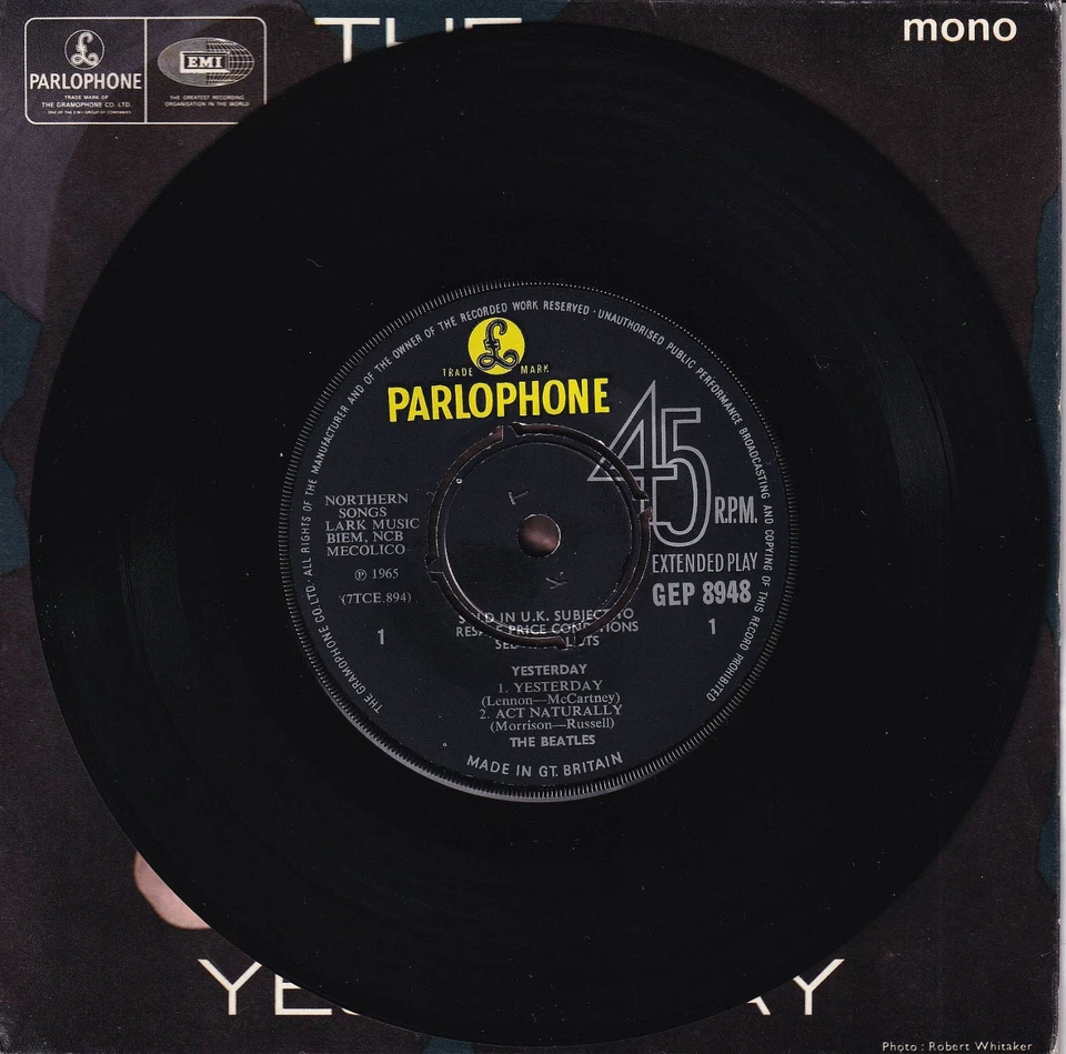 The Beatles - Yesterday EP: 4 Tracks (7" Mono Parlophone Vinyl-Single UK 1966) - Bild 3 von 3
