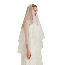 Double Layer Tulle Bridal Veil 2 Tier Sheer Wedding Veil With Comb 1 PCS