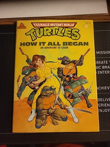 1988 TMNT Teenage Mutant Ninja Turtles Coloring Book "How It All Began"