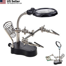 3.5X12X Helping Hands Soldering Station with LED Light Alligator Black-3
