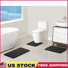 3 Piece Memory Foam Bathroom Rug Set Non-Slip Soft Durable Machine Washable New