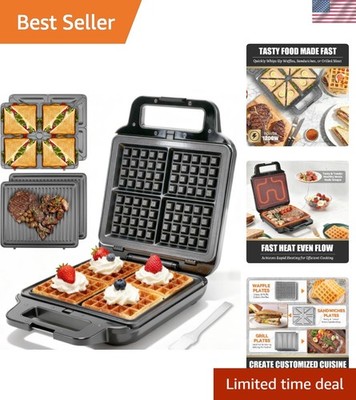 Belgian Waffle Maker with Removable Plates, Waflera Electrica, Large Waffle I...