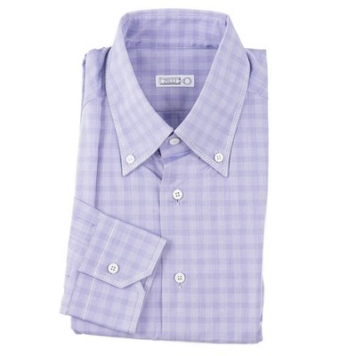Zilli Regular-Fit Blue Check Cotton Dress Shirt with Triple Stitch 16 (Eu 41)