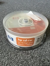 NEW! HP invent CD-RW 12X Blanks Media Discs 80 Min 700 MB Orange Silver 25 Pack