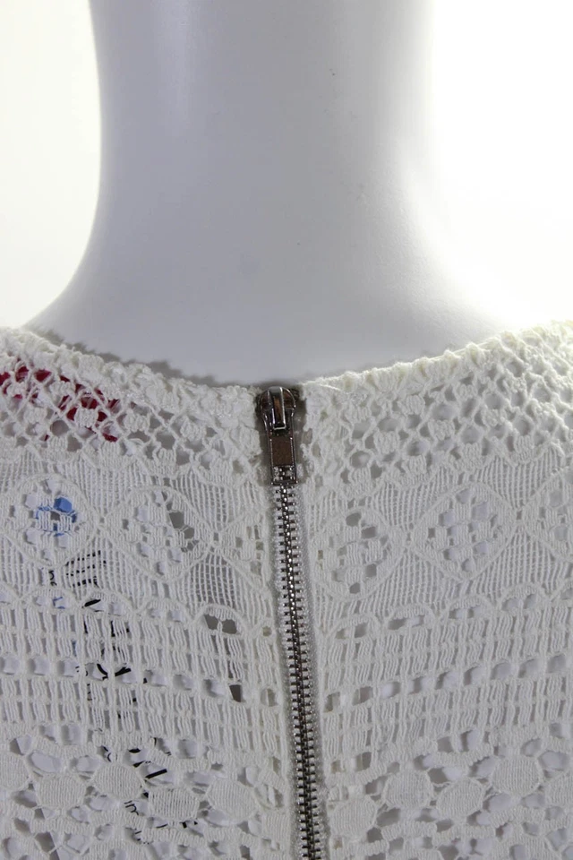 Mini vestido vaina Parker para mujer manga corta de encaje blanco talla pequeña Foto 4 de 4