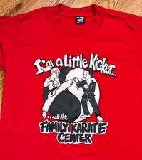BEST Fruit Of The Loom Vtg 80s 90s Little Kicker Karate Kid T-SHIRT Youth L