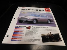 1965-1970 Aston Martin Db6 Spec Sheet Brochure Photo Poster 66 67 68 69