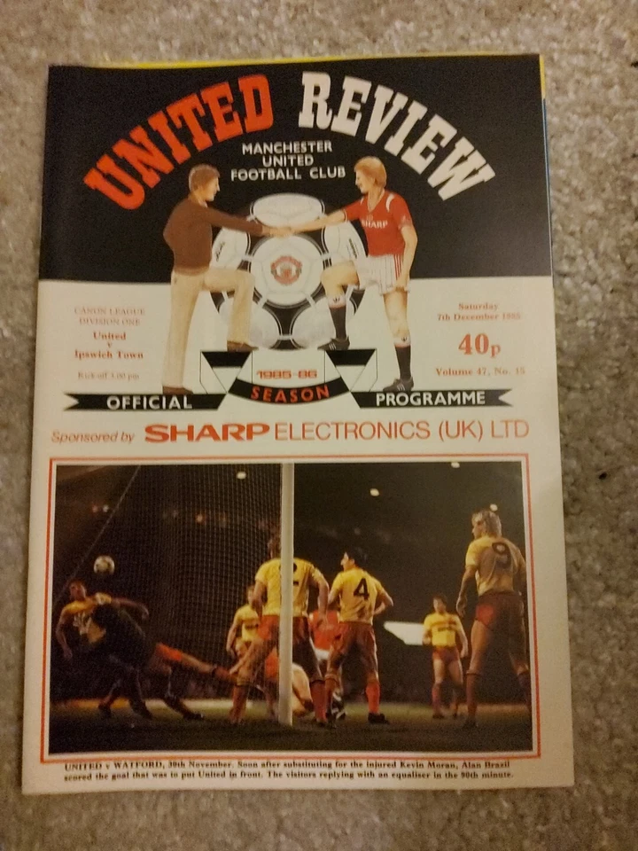 IPSWICH TOWN vs MANCHESTER UNITED HOME & AWAY FOOTBALL PROGRAMME 1985  - Image 4 of 4