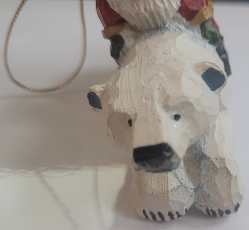 House Of Hatten Susan M Smith Santa w/ Cub Riding Polar Bear Christmas Ornament - Picture 5 of 6