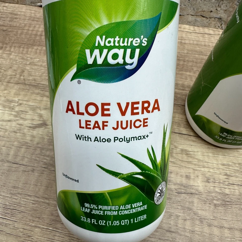 Lote de 2 Jugos de Hoja de Aloe Vera Natures Way con Polymax+, 99,5% Aloe Purificado Foto 3 de 4