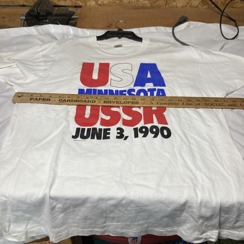 T-shirt vintage SSS Gorbaciov visite Minnesota USA 1990 USSR colloqui di pace muro di Berlino - Foto 11 di 11