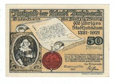 Notgeld - Butzbach - 600 j&auml;hriges Stadtjubil&auml;um - 50 Pf. - 1921 - Bst. "C" -TOP-