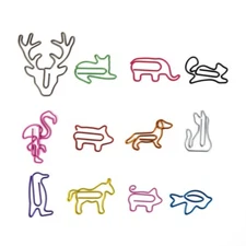 Animal Shape Iron Paper clips Cute, Funny Bookmark Marking 12 ea per kit