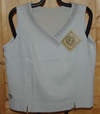 THE EARTH COLLECTION TOP SANS MANCHE COTON CHEVRONS BIO COL V GRÈGE T L NEUF