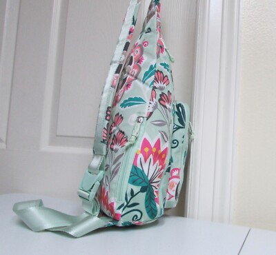Vera Bradley Green Nylon Multicolor Floral Sling Backpack | eBay