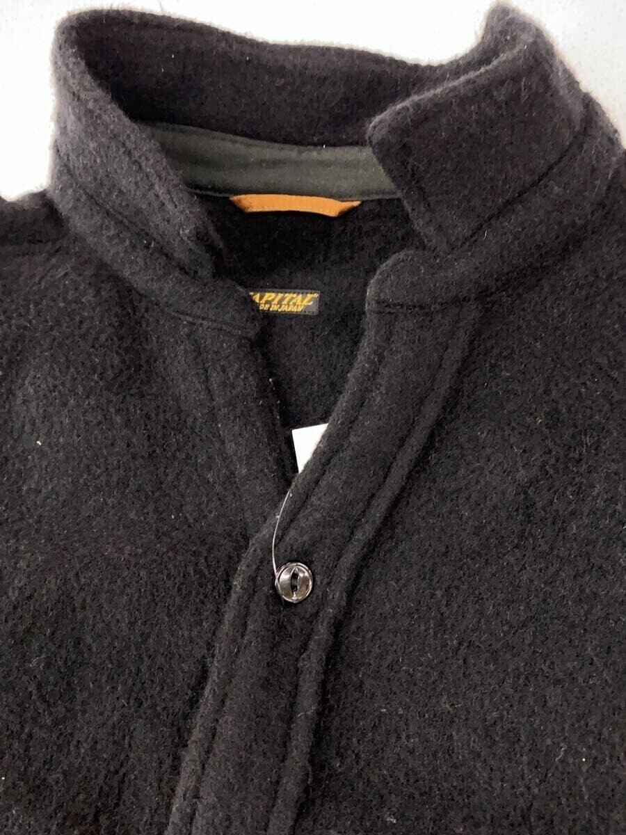 KAPITAL Unisex Shaggy Melton CPO Slappy Shirt Coat Wool BLK KAPITAL Unisex Shaggy Melton CPO Slappy Shirt Coat Wool BLK