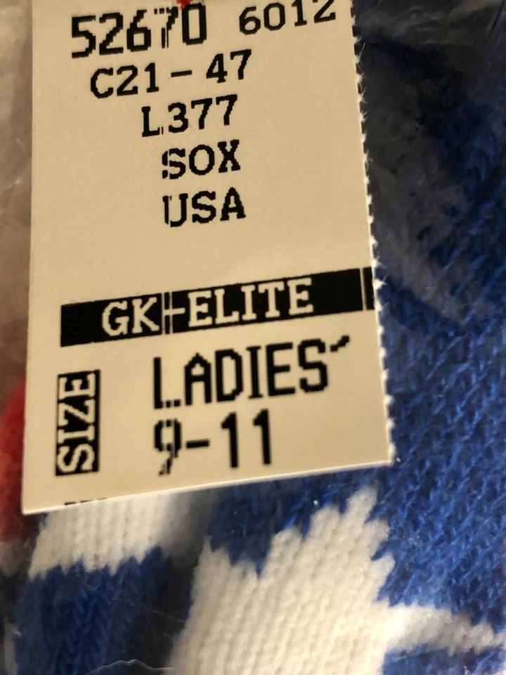 GK GO USA!! CÁLIDOS CALCETINES CÓMODOS ROJO BLANCO AZUL PATRÓN DE RAYAS ESTRELLA EE. UU. Talla 9-11 ¡NUEVOS CON ETIQUETAS! Foto 4 de 4