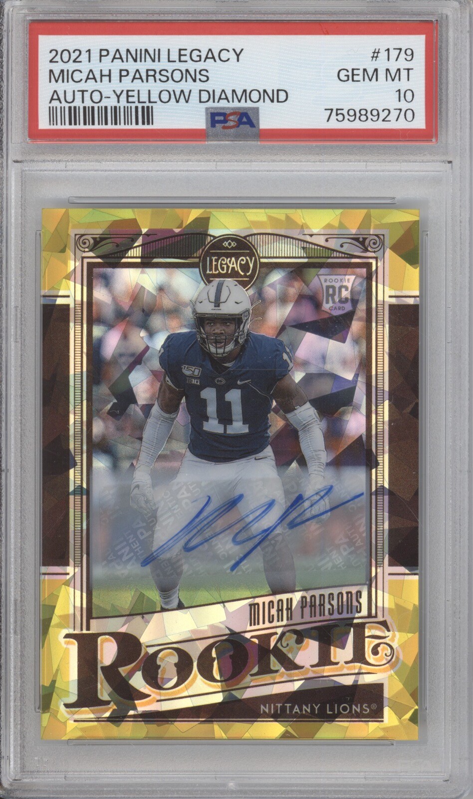 Micah Parsons Panini Legacy #179 Autograph-Yellow Diamond