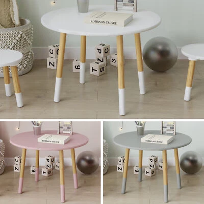 Kids Wooden Round Table Toddlers Small Children Home Nursery Play Room Furniture - Image 1 of 2