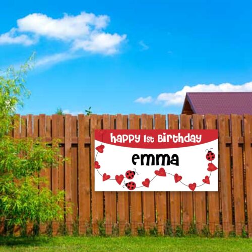 Little Ladybug Birthday Personalized Banner, Little Love Bug 1st Birthday Banner - Picture 3 of 6
