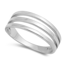 Wide Three Band Coil Wrap 925 Sterling Silver Ring Wedding Band Sizes 5-10 NEW