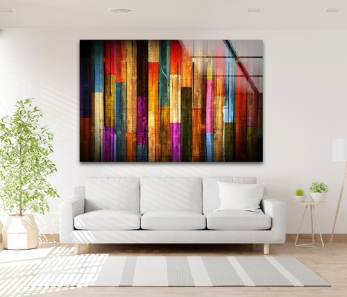 Colorful Wood Tempered Glass Wall Art - Picture 2 of 11
