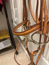 New Rolled Leather Polo Double Twisted Gag Bridle Raised Head&Nose Band "England