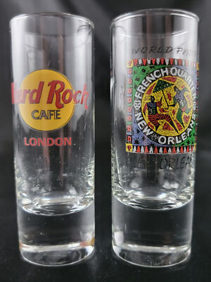 Hard Rock Cafe Shot Glasses London & New Orleans French Quarter World Party Lot 