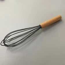 Househerb Whisks, Household Kitchen Handheld Silicone Whisk with Wood Handle