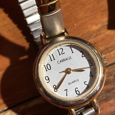 Carriage by Timex Womens Watch Elegant Two Tone Stretch Band Works w new batt