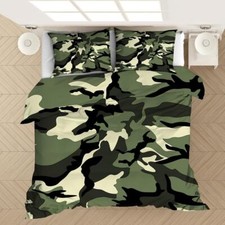 Camouflage Quilt Army Combat Duvet Cover Men Bedding Set Single Double King Size