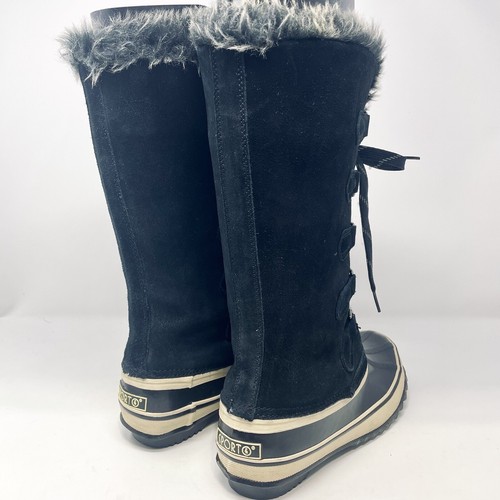 Sporto Blake Boots Women’s 9M Black Suede Faux Fur Lace Up Waterproof Knee High - Picture 3 of 13