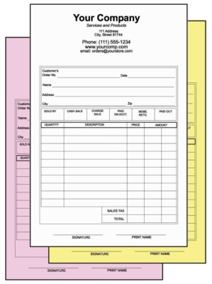 FORMS NCR CARBONLESS  - 1000 SETS 3 PART CUSTOM printed