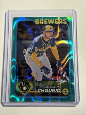 2024 Topps Chrome Jacksón Chourio 34/199 Aqua Lava RC Brewers | eBay