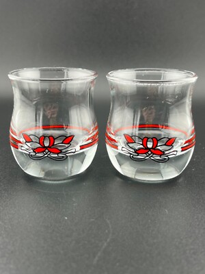 Maggi French Glass Shot Glass Red and Black Set of 2 Shot Glasses